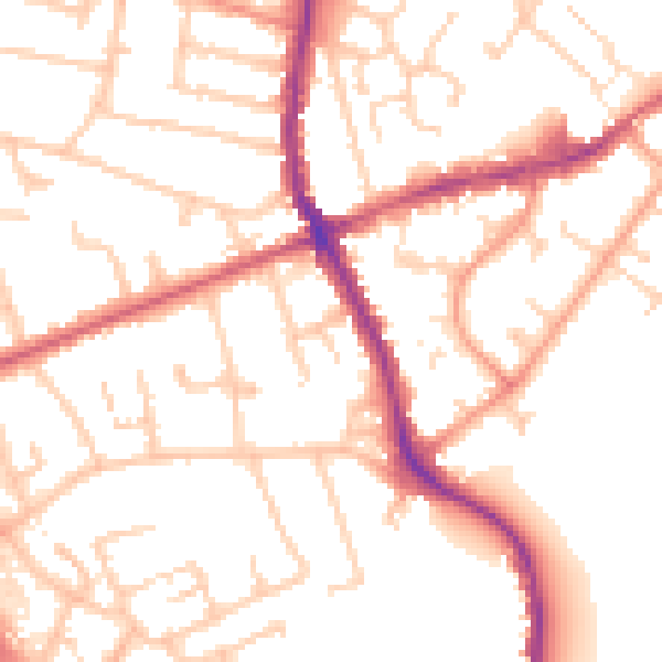 Daytime road noise heatmap for KT15 1PL