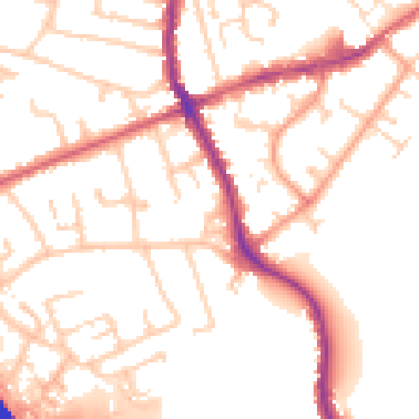 Daytime road noise heatmap for KT15 1PS