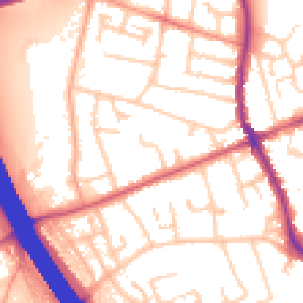 Daytime road noise heatmap for KT15 1QZ