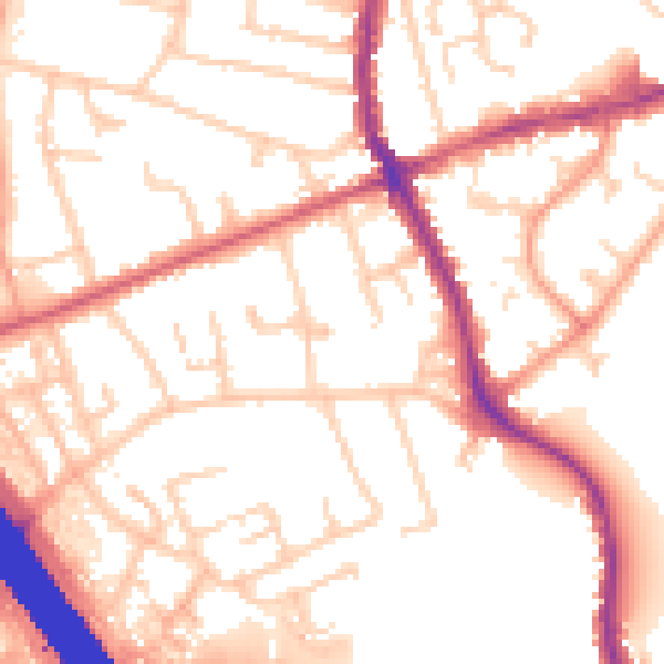 Daytime road noise heatmap for KT15 1RS