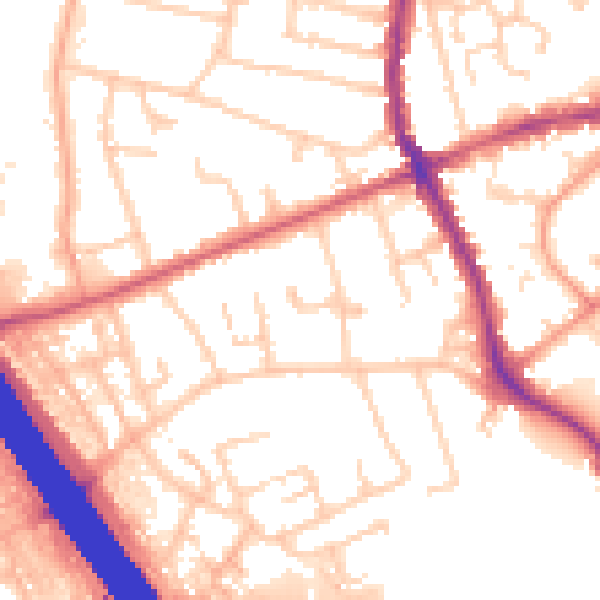 Daytime road noise heatmap for KT15 1SD