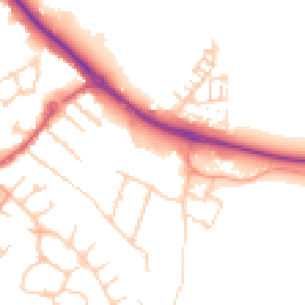 Daytime road noise heatmap for KT15 2NX