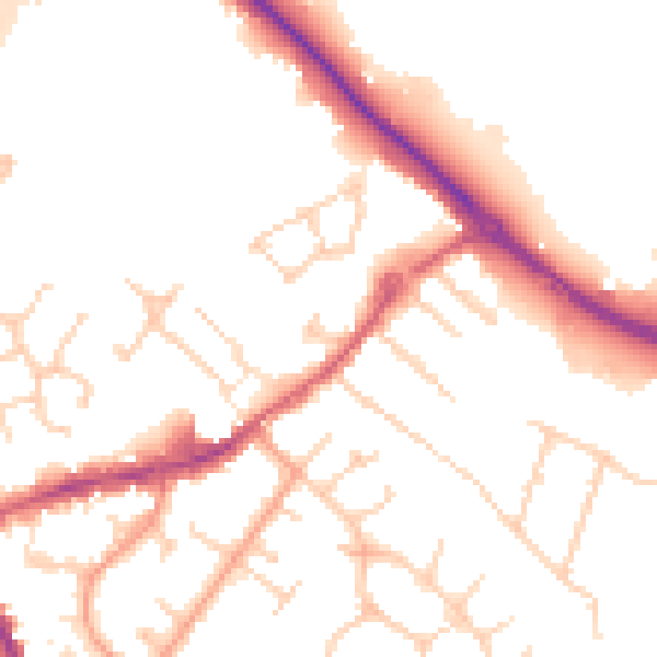 Daytime road noise heatmap for KT15 2PJ