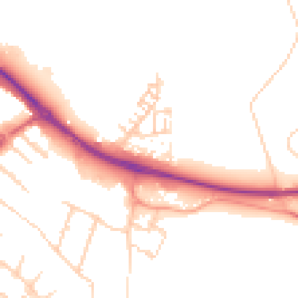 Daytime road noise heatmap for KT15 2QZ