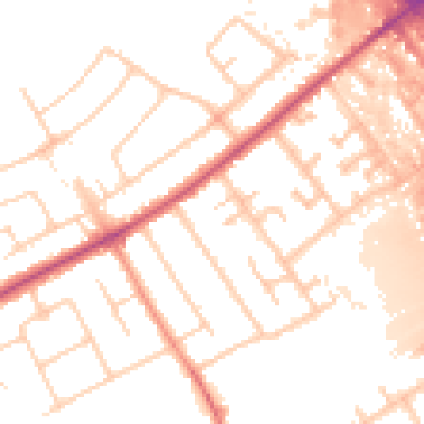 Daytime road noise heatmap for KT15 3AY