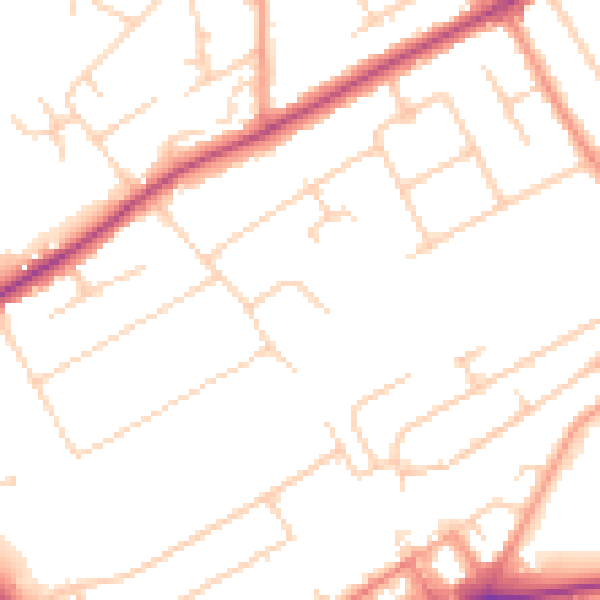 Daytime road noise heatmap for KT15 3DZ