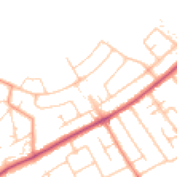 Daytime road noise heatmap for KT15 3EY