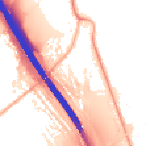 Night-time road noise heatmap for KT15 3LJ