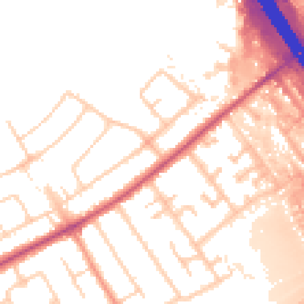 Daytime road noise heatmap for KT15 3RA