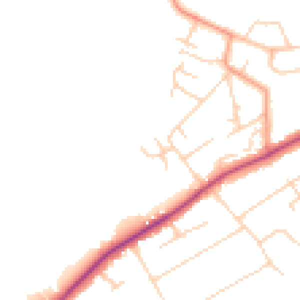 Daytime road noise heatmap for KT15 3SE