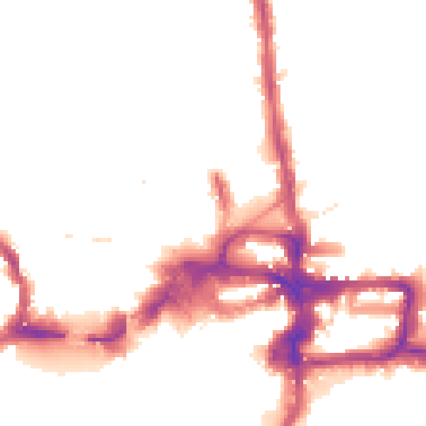 Night-time road noise heatmap for KT2 5AE