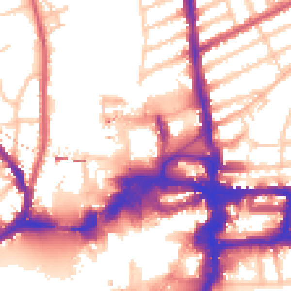 Daytime road noise heatmap for KT2 5AF