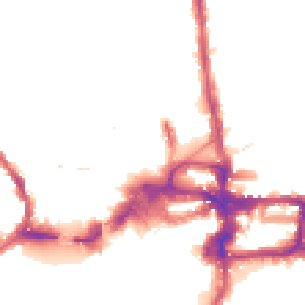 Night-time road noise heatmap for KT2 5AF