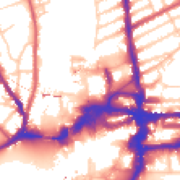 Daytime road noise heatmap for KT2 5AH