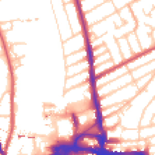Daytime road noise heatmap for KT2 5AL