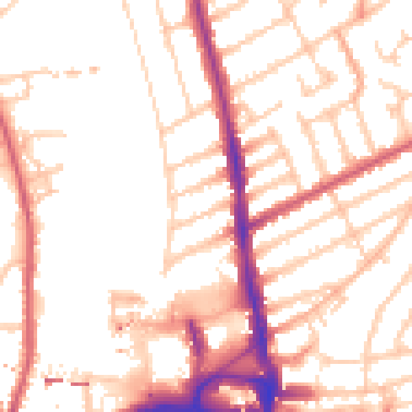 Daytime road noise heatmap for KT2 5AN