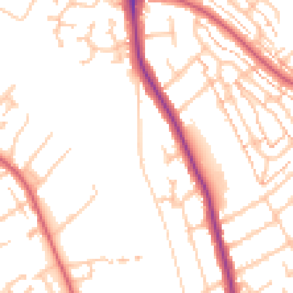 Daytime road noise heatmap for KT2 5BD