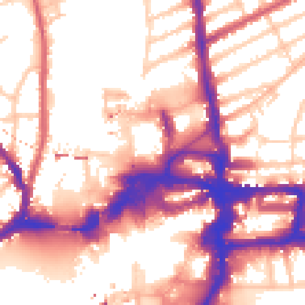Daytime road noise heatmap for KT2 5BJ