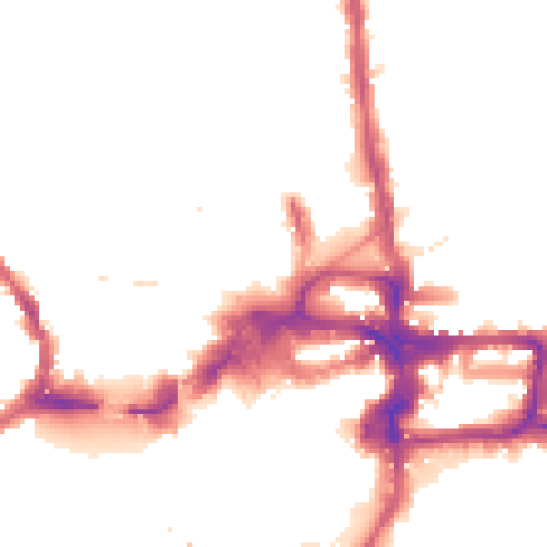 Night-time road noise heatmap for KT2 5BJ