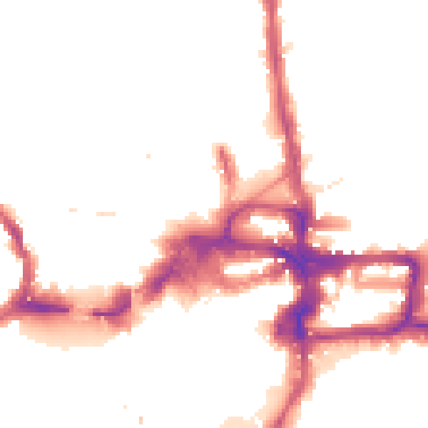 Night-time road noise heatmap for KT2 5BS