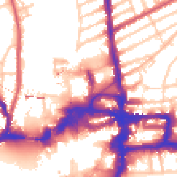 Daytime road noise heatmap for KT2 5BY