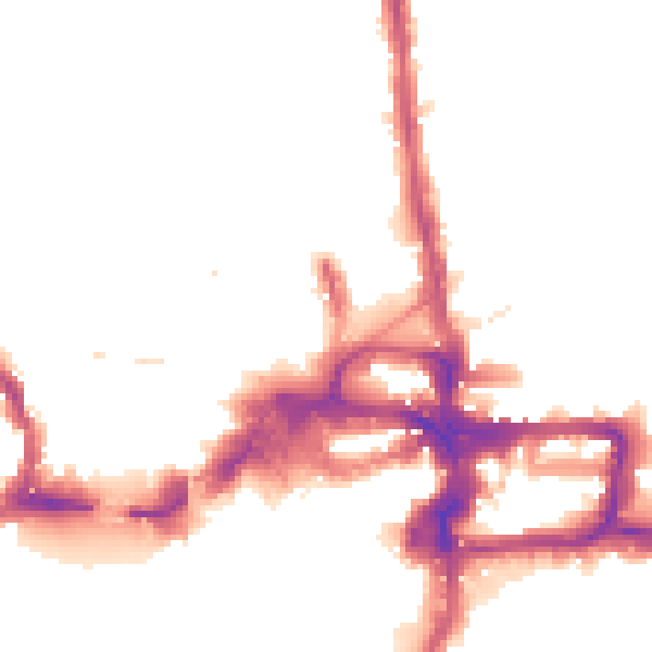 Night-time road noise heatmap for KT2 5BY