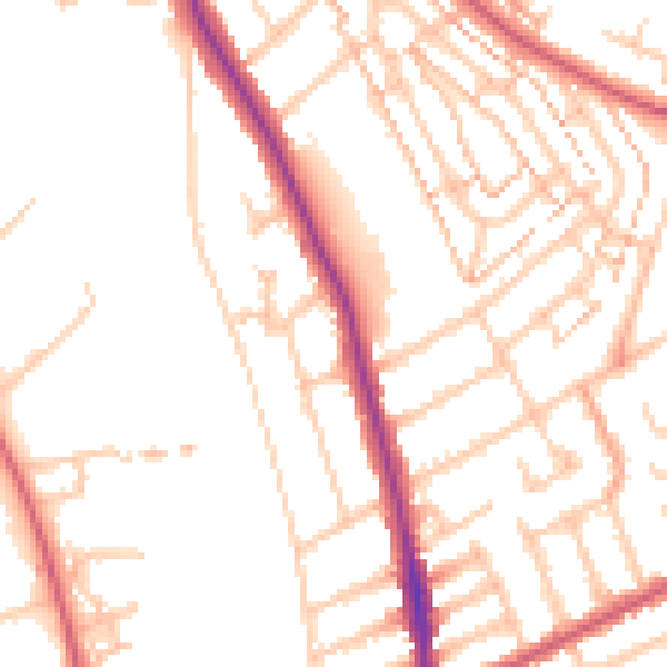 Daytime road noise heatmap for KT2 5DF