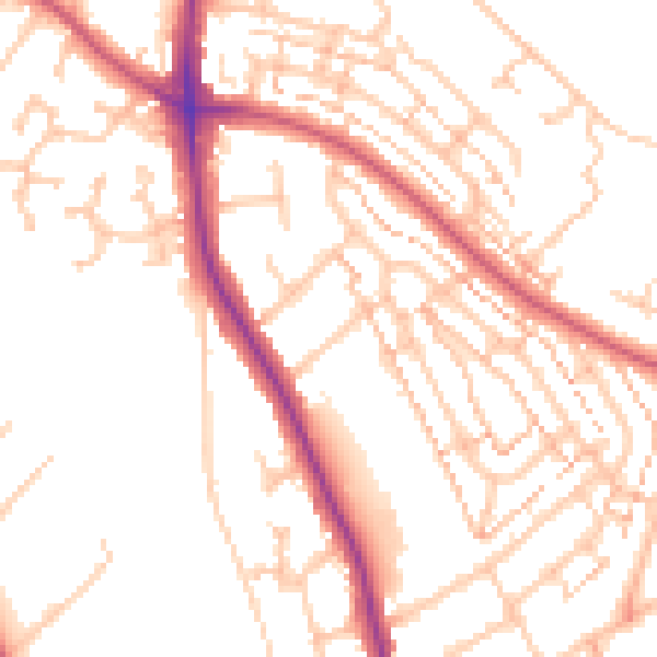 Daytime road noise heatmap for KT2 5DL