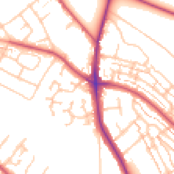 Daytime road noise heatmap for KT2 5GR