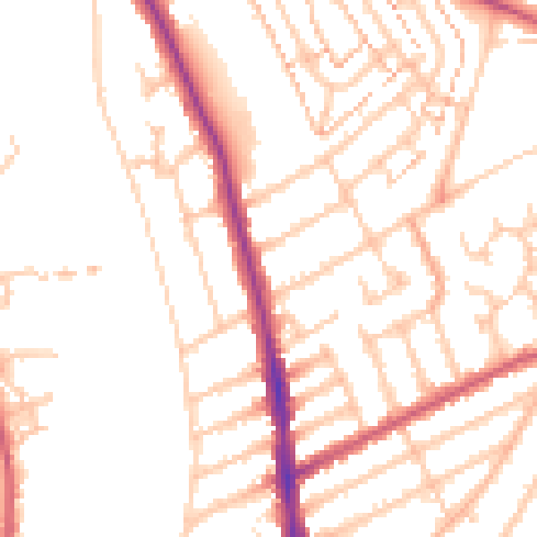 Daytime road noise heatmap for KT2 5HE