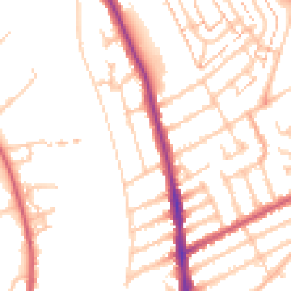 Daytime road noise heatmap for KT2 5SW
