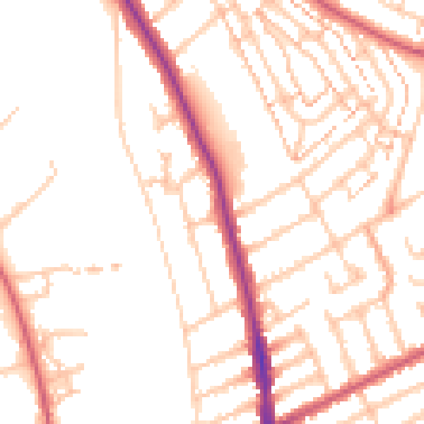Daytime road noise heatmap for KT2 5SY