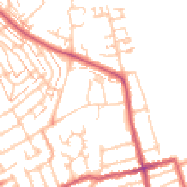 Daytime road noise heatmap for KT2 5TZ