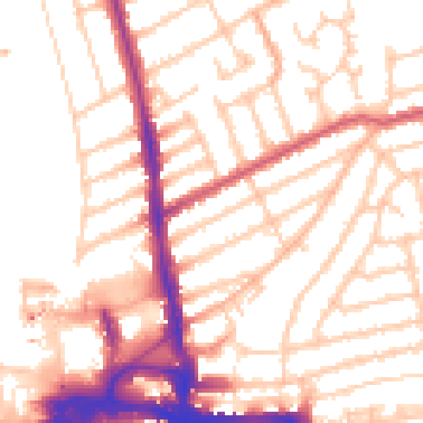Daytime road noise heatmap for KT2 6AQ
