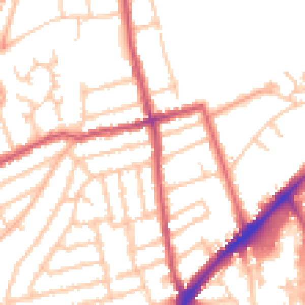 Daytime road noise heatmap for KT2 6DQ