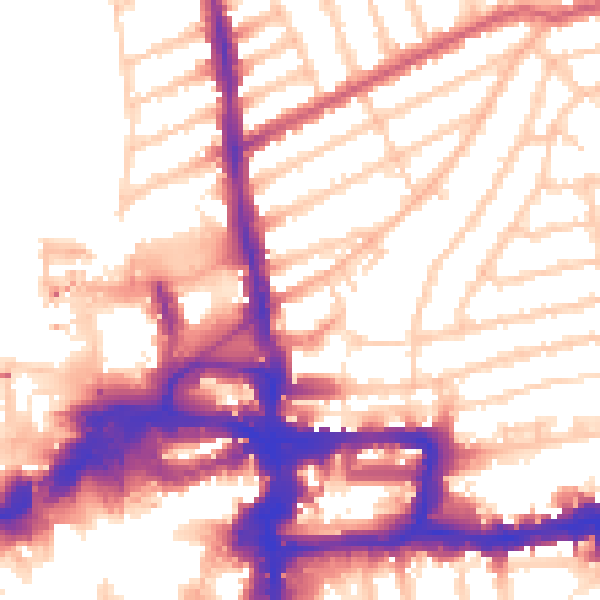 Daytime road noise heatmap for KT2 6EF