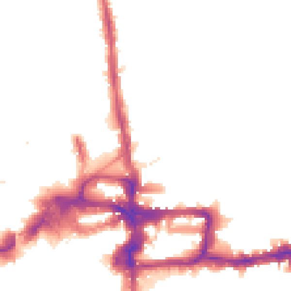Night-time road noise heatmap for KT2 6EF