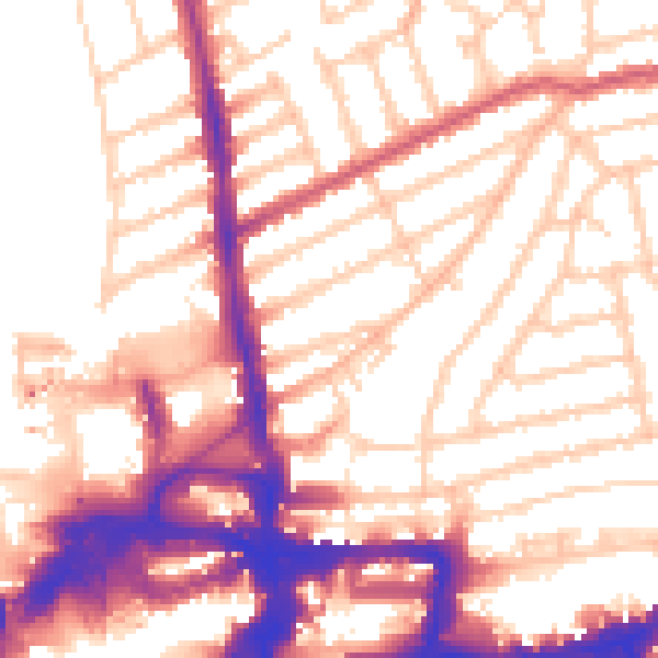 Daytime road noise heatmap for KT2 6EJ
