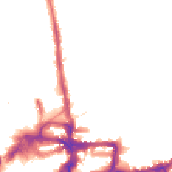 Night-time road noise heatmap for KT2 6EJ