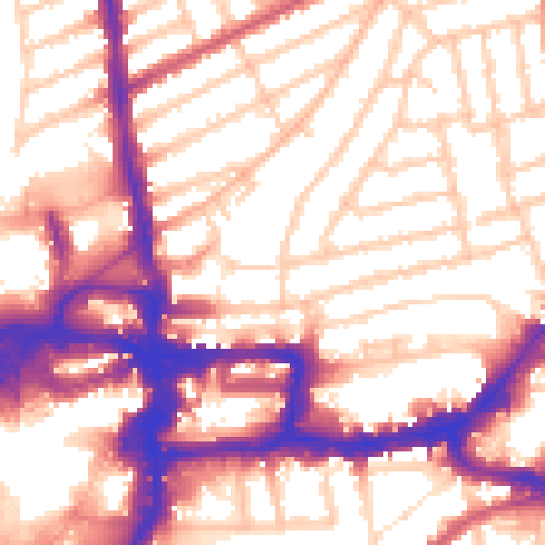 Daytime road noise heatmap for KT2 6JT