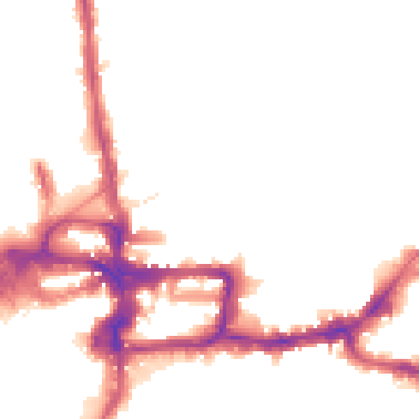 Night-time road noise heatmap for KT2 6JT