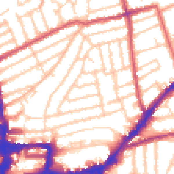 Daytime road noise heatmap for KT2 6LW