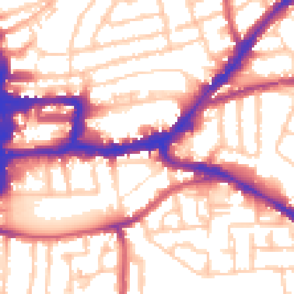 Daytime road noise heatmap for KT2 6QJ