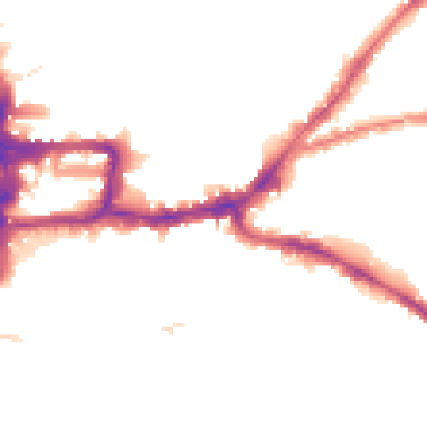 Night-time road noise heatmap for KT2 6QJ