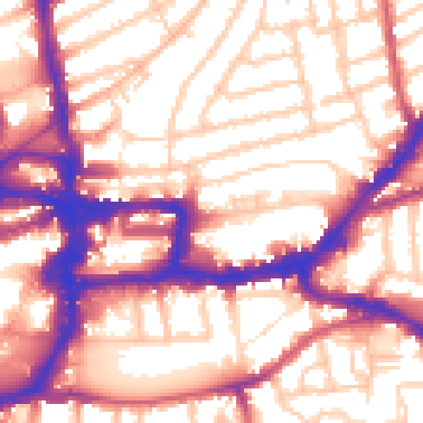 Daytime road noise heatmap for KT2 6RW