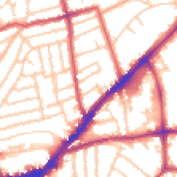 Daytime road noise heatmap for KT2 6SB