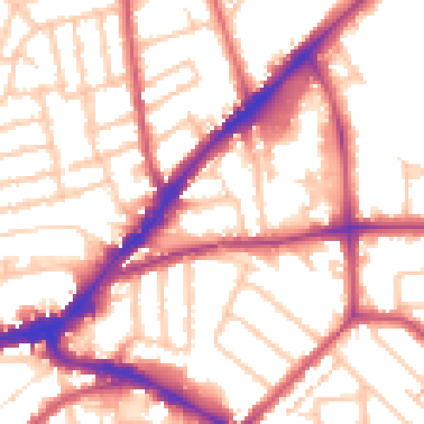 Daytime road noise heatmap for KT2 7AL