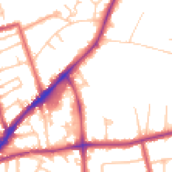 Daytime road noise heatmap for KT2 7BN