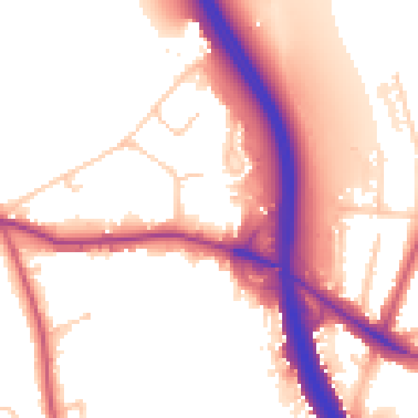 Daytime road noise heatmap for KT2 7DZ