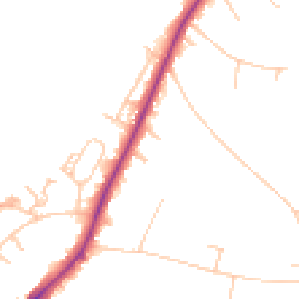 Daytime road noise heatmap for KT2 7JN